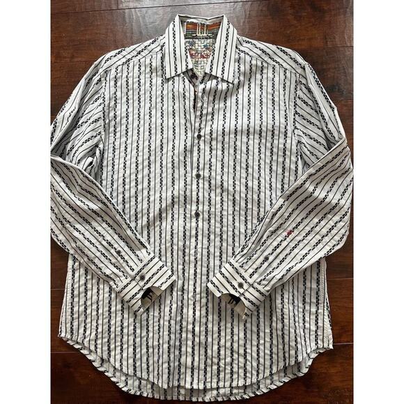 Robert Graham Knowledge Wisdon Truth Mens Casual Button Down 100% Cotton Shirt L - Picture 1 of 9